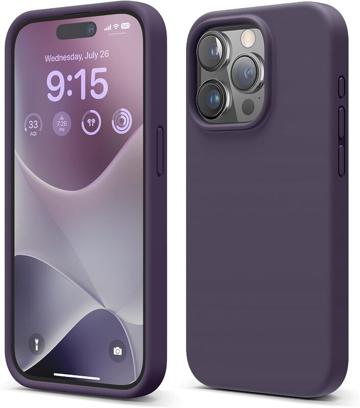 Elago Liquid Silicone for iPhone 15 Pro MAX Case Cover Full Body Protection, Shockproof, Slim, Anti-Scratch Soft Microfiber Lining - Deep Purple