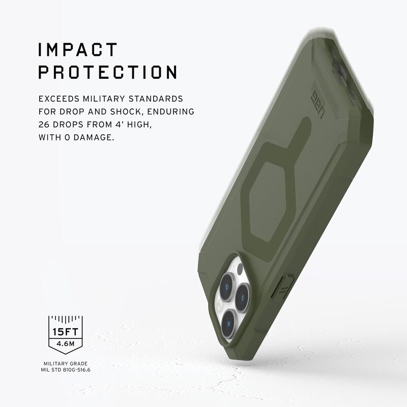 Urban Armor Gear UAG Essential Armor for iPhone 15 Pro Max case cover (15 Feet Drop Tested) MagSafe compatible - Olive Drab