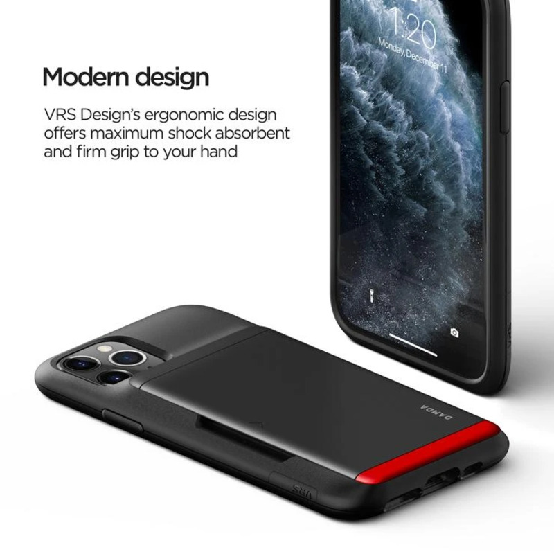 Vrs Design Apple iPhone 11 Pro Damda Glide Shield Semi Automatic Card Wallet Mobile Phone Case Cover, Deep Sea Blue