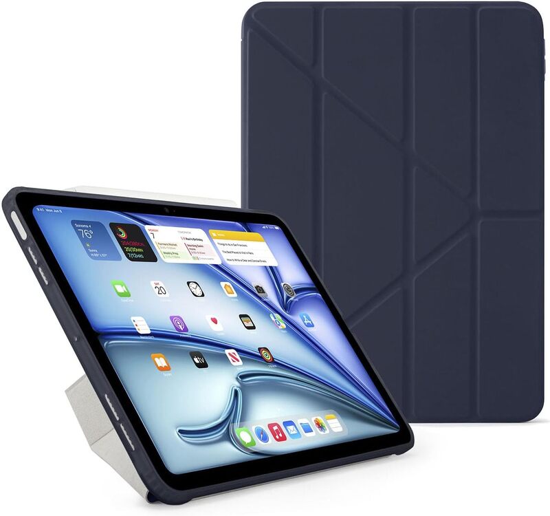 Pipetto Origami No1 for Apple iPad AIR 13 inch case (2024) M2 Smart Cover with 5 in 1 stand - Dark Blue