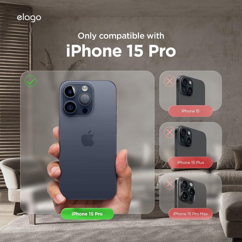 Elago Magnetic Leather Case for iPhone 15 Pro Compatible with MagSafe, Vegan Leather, Shockproof, Water-Resistant - Jean Indigo