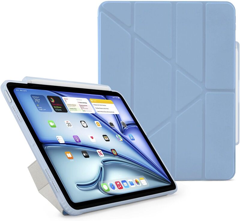 Pipetto Origami No3 Pencil Case for Apple iPad AIR 13 inch case (2024) M2 Smart Cover with 5 in 1 stand - Light Blue