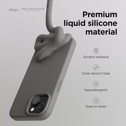 Elago Liquid Silicone for iPhone 15 Pro MAX Case Cover Full Body Protection, Shockproof, Slim, Anti-Scratch Soft Microfiber Lining - Medium Grey