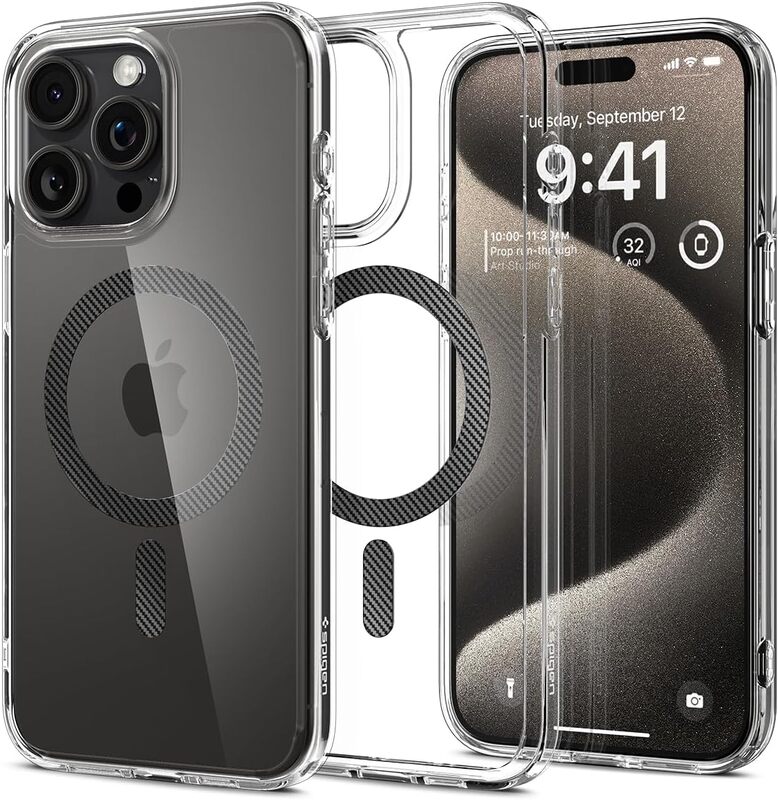 Spigen Ultra Hybrid MagFit for iPhone 15 Pro Max case cover compatible with MagSafe - Carbon Fiber