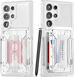 VRS Design Neo Flip Active for Samsung Galaxy S23 Ultra Case Cover Wallet (Semi Automatic Snap door) Credit Card Holder Slot (2 Cards) - White Crystal