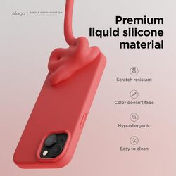 Elago Liquid Silicone for iPhone 15 PRO Case Cover Full Body Protection, Shockproof, Slim, Anti-Scratch Soft Microfiber Lining - Red