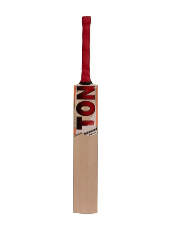 SS Ton Range Super English Willow Short Hand Cricket Bat, Beige/Red