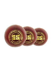 SS 3-Piece Club Leather Cricket Ball Set, Red