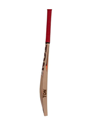 SS Ton Range Super English Willow Short Hand Cricket Bat, Beige/Red