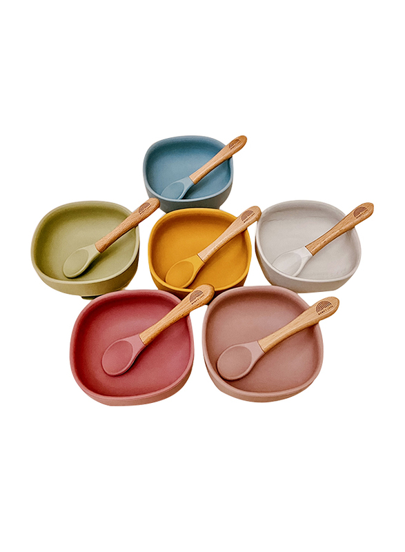 ماماز لوف طقم وعاء بقاعدة تثبيت من السيليكون مع ملعقة, 12 قطعة, ألوان متعددة