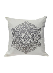 OraOnline Minar White/Silver Decorative Cushion/Pillow, 40x40 cm