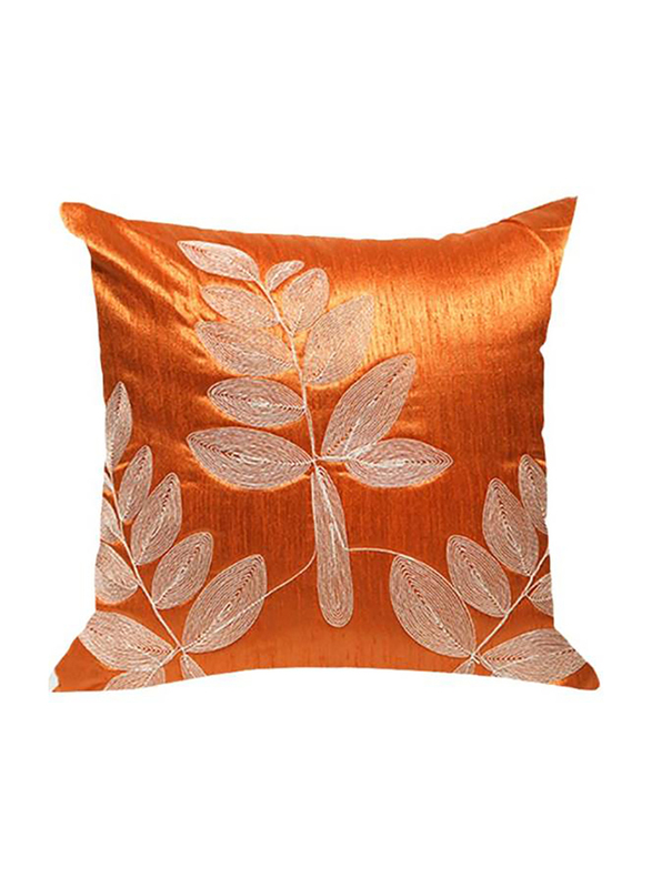 OraOnline Leaf Orange Decorative Cushion/Pillow, 40x40 cm