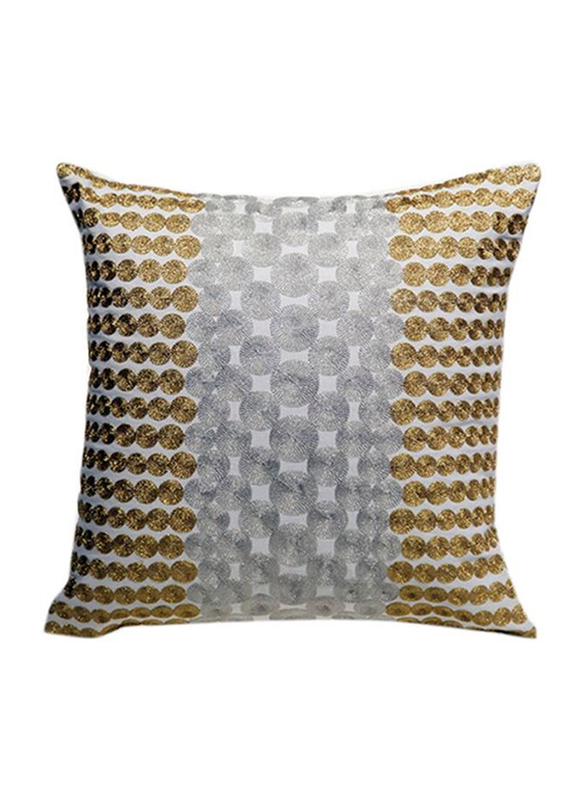 OraOnline Metallic Pebble Gold/Silver Decorative Cushion/Pillow, 40x40 cm