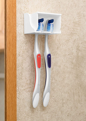 Camco Pop-A Wall Mounted Toothbrush Holder with Germ Protecting Cover, 57203, White