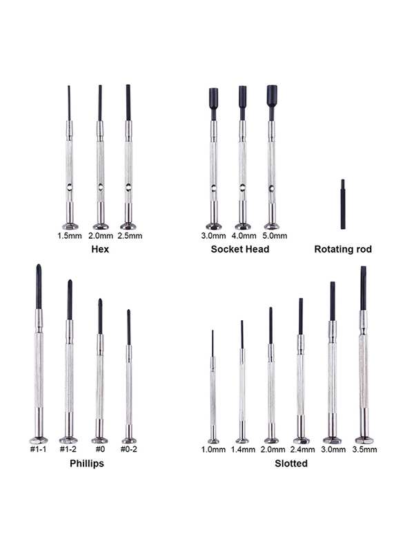 Tacklife 16-Piece Precision Screwdriver Set, Silver