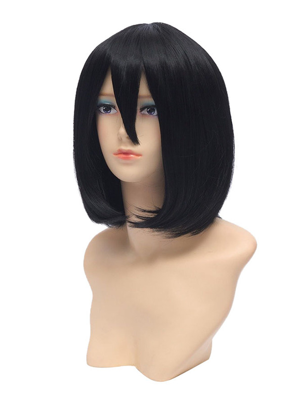 Paixpays Fancy Attack on Titan Mikasa Ackerman Short Straight Cosplay Wig, Black