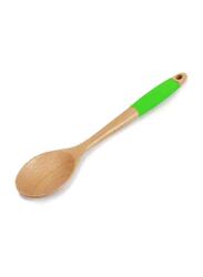 Chef Craft 14-inch Wooden Premium Silicone Handle Spoon, 21996, Green/Brown