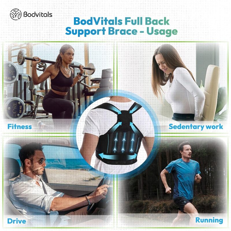 Back Brace Posture Corrector, Adjustable Back Corrector and Lightweight, Back Posture Brace Lumbar Support Shoulder, Full Back Brace Supporter for Women and Men (Black, M) (Slightly Damage)