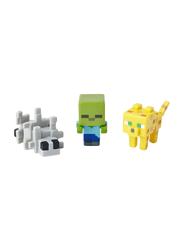 Mattel Series 2 Ocelot, Zombie and Silverfish Collectible Minecraft Figures, 3 Pieces, Ages 6+