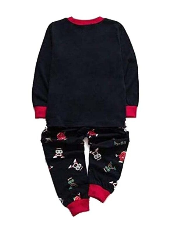 Tecrok Cotton Cute Robot Toddler Sleepwear Set, 1-7 Years, Black/Red/Green