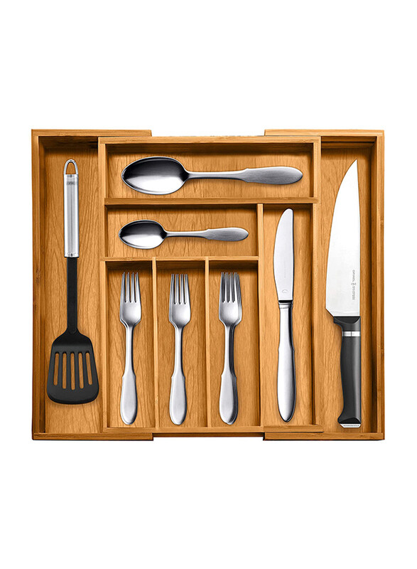 

Bellemain 8 Slot 100% Bamboo Utensil Cutlery Utility Drawer Organizer, Brown