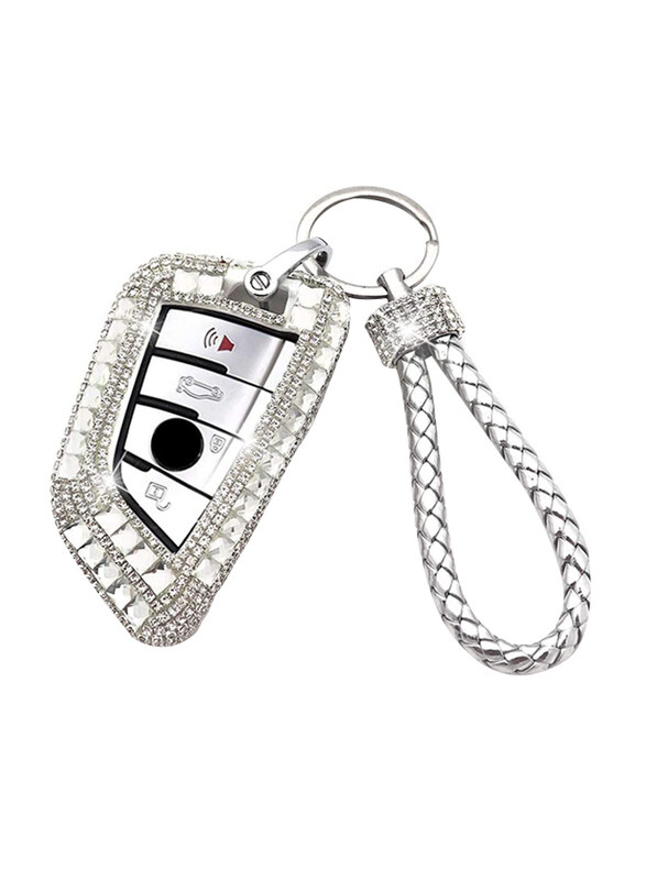 

Thor-Ind Keyless Entry Remote Control Smart Key Protective Shell Bag Holder Fob Case BMW Car Key Chain, Silver