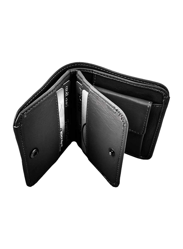 KnW Leather Bi-Fold Wallet for Men, Black