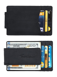 Travelambo Minimalist Slim Money Clip Front Pocket RFID Wallet for Men, Elite Black