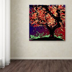 Fall Red Tree Artwork by Roderick Stevens, 24 x 24" Canvas Wall Art