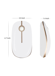 Jelly Comb 2.4G Slim Wireless Mouse with Nano Receiver, White/Gold