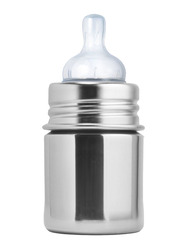 Pura Kiki Stainless Steel Infant Bottle Natural Mirror Nipple, 5 oz, 170357, Clear/Silver