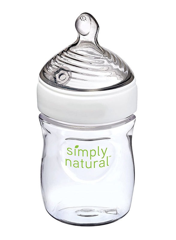 Nuk Simply Natural Baby Bottle, Blue, 5 oz, 2 Pieces, Clear/White
