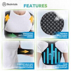 Back Brace Posture Corrector, Adjustable Back Corrector and Lightweight, Back Posture Brace Lumbar Support Shoulder, Full Back Brace Supporter for Women and Men (Black, M) (Slightly Damage)