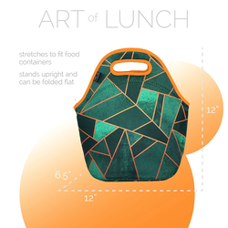 Art of Lunch Neoprene Tote Lunch Bag, Emerald/Copper