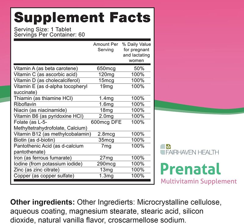 Fairhaven Health Peapod Prenatal Multivitamin - 1 Per Day, Light Vanilla Flavor - Pregnancy Must Haves for Women - Includes Iron, Vitamin C, and Folic Acid - 2 Month Supply-Expiry -9/30/2024