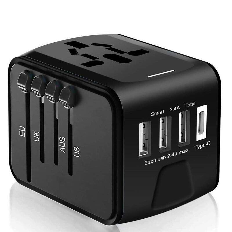 

Ovaman Travel Adapter - Whzld International Travel Power Adapter W/High Speed 2.4A USB, 3.0A Type-C Wall Charger, European Adapter Travel Power Adapter Wall