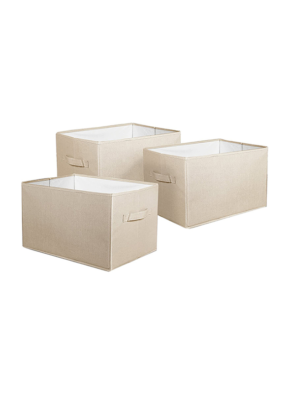 

Lush Decor Collapsible Storage Box Set, 16 x 12 x 10-inch, 3 Piece, Beige