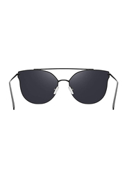 Merry's Full Rim Cat Eye Black Sunglasses for Women, Mirrored Black Lens, S8089, 56/19/138