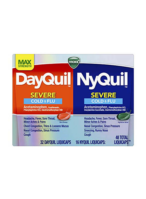 

Vicks 32 Dayquil and 16 Nyquil Severe Liquicaps, 48 Tablets