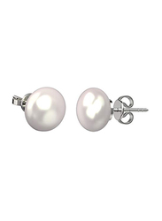 Jewelry For Life Sterling Silver Stud Earrings for Women with Pearl - Natural with AAA Freshwater Cultured Stud Pearl, White
