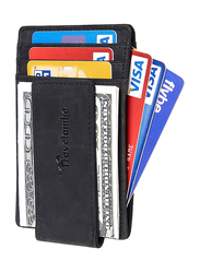 Travelambo Minimalist Slim Money Clip Front Pocket RFID Wallet for Men, Elite Black