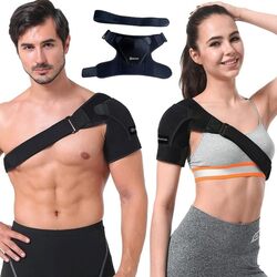 BODVITALS Shoulder Support Brace Compression Shoulder Brace with Pressure Pad for Men, Women Adjustable Fit Shoulder Sleeve Wrap Stabilizer Brace for Support, Right/left (Black)