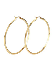 Mealguet Jewellery Fashion Stainless Steel Round Gold Plated Large Size Big 57mm(22.4") Hoop Earring for Women, Gold