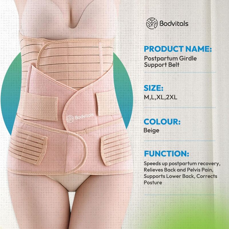 BODVITALS 3 In 1 Postpartum Girdle, Beige, Size L (Slightly Damage)