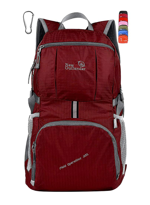 Outlander Packable Lightweight Travel Hiking Backpack Daypack, Dark Red
