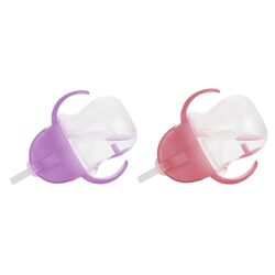 Munchkin Any Angle Weighted Straw Trainer Sippy Cup with Click Lock Spill Proof Lid 7 Ounce 2 Pack Pink/Purple