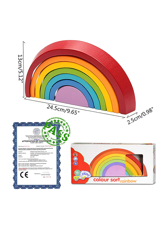 King Do Way Rainbow Sorting and Stacking Game, 7 Pieces, Ages 1+, Multicolour