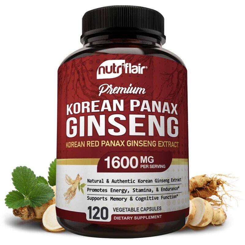

Generic NutriFlair Korean Red Panax Ginseng 1600mg, 120 Vegan Capsules - 5% Ginsenosides High Strength Ginseng Root Extract Focus Supplements - Supports Energ