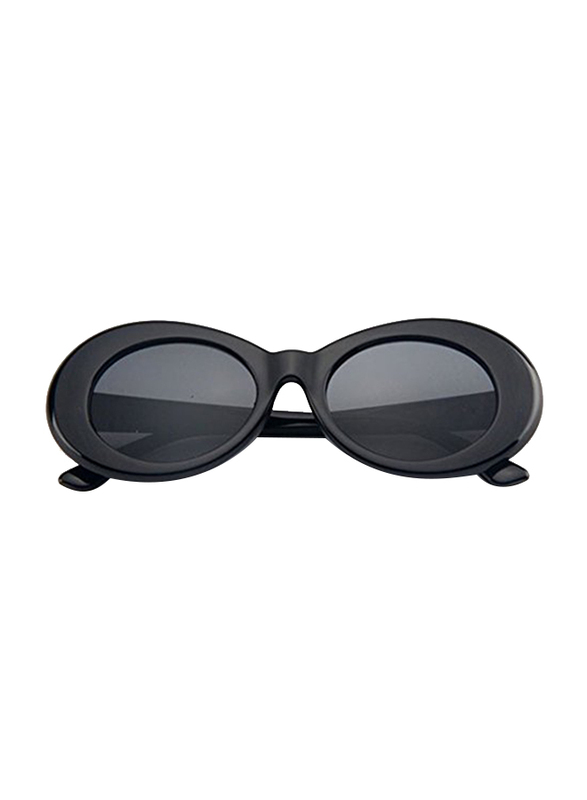 ShadesOnParty Cobain Clout Thick Full Rim Oval Black Sunglasses for Women, Grey Lens, 15/15/15