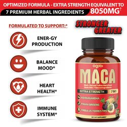 2 Packs 90 Capsules 6 Months - 8050mg Maca Root Supplement - 7in1 with Ashwagandha Root, Ginseng Root, Tribulus Terrestris & More - Reproductive Health, Strength & Immune Support